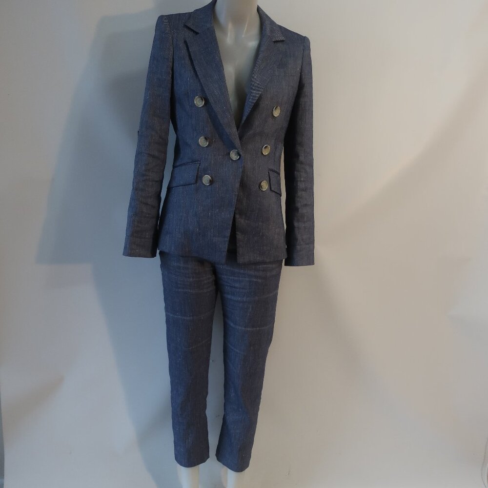 Veronica Beard Blue Double-Breasted Pantsuit